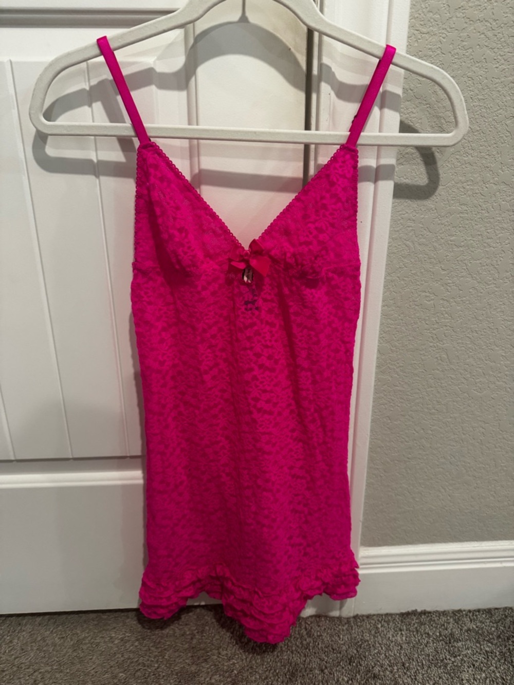 Victoria's Secret Hot Pink Lace Chemise
